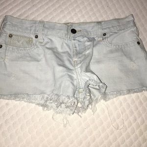 Light wash jean shorts